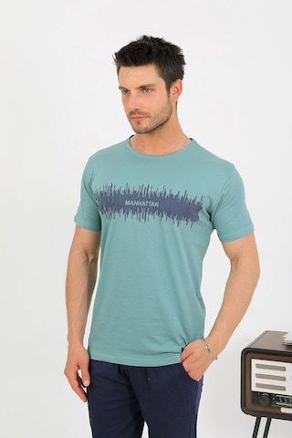 Akbeniz Erkek Pamuk Kısa Kol Pijama Takım Suyeşili 6875 Su Yeşili