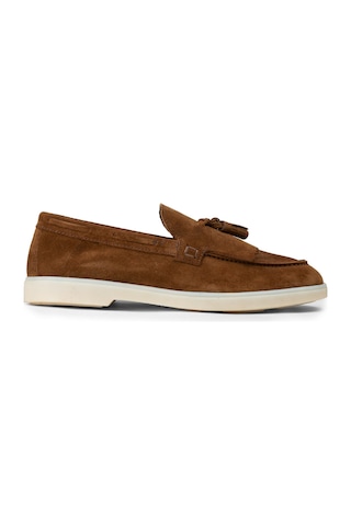 Deery Erkek Hakiki Süet Taba Renk Püsküllü Loafer - 02030mtbac01
