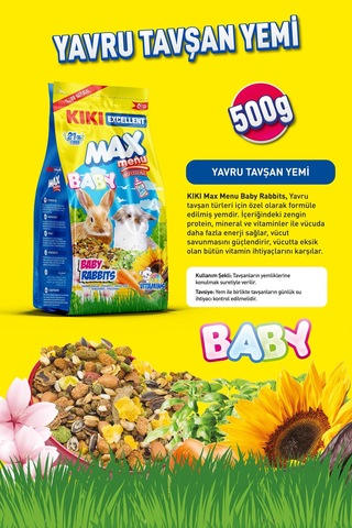 Kiki Excellent Kemirgen Max Menu Baby Rabbits Yavru Tavşan Yemi 500 G