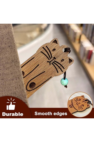 Sevimli Kedi Ayraçları, Kitap Sever Çocuklar İçin Kawaii Ahşap Ay