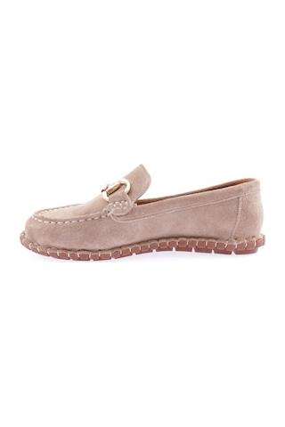 Dgn 600-23y Kadin Dikiş Detayli Metal Tokali Loafer Ayakkabi 600-2109-R0186 Bej