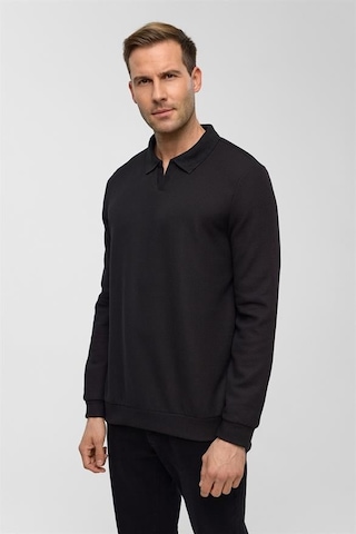 Süvari Siyah Regular Düz Fermuarlı Polo Yaka Sweatshirt Sw2013700020-s09 Siyah