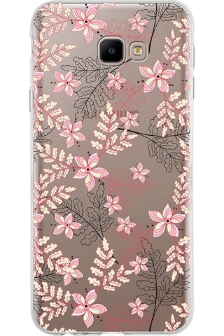 Samsung Galaxy Uyumlu J4 Core Kapak Floral Kırmızı Tasarımlı Şeffaf Silikon Kılıf