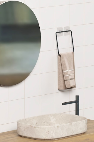 Zabata Yapışkanlı Havluluk Siyah Havlu Askısı Metal Havlu Tutacağı Banyo Mutfak Havluluğu Minimal Siyah