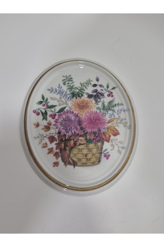 Vintage Dekoratif Çiçek Temalı Porselen Duvar Tabağı 13,5cm 002