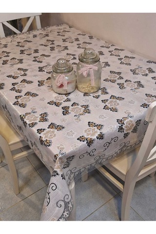 Ithal Pvc Muşamba - Desenli Silinebilir Masa Örtüsü 07iz09 Kahverengi