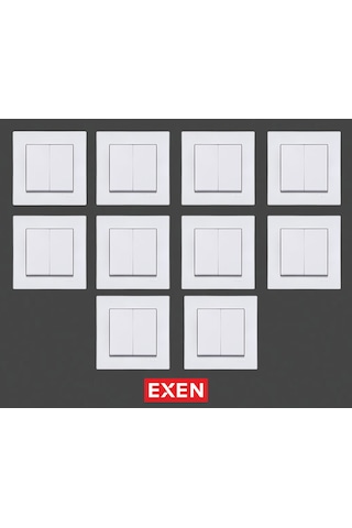 Exen Karell Beyaz Komütatör Çerçeveli 10 Adet