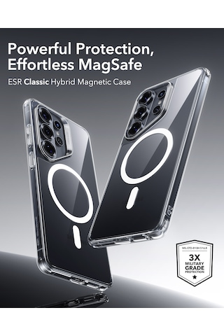 Samsung Galaxy Uyumlu S26 Ultra Classic Hybrid Magsafe Kılıf Şeffaf