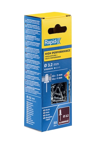 Rapid Kör Perçin Universal Alüminyum, 50 Adet Matkap Ucu Dahil, 3,2 X 8 Mm, 5000383