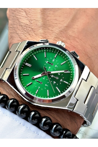 Lüks Özel Tasarım Limited Edition Serisi Metal Kordon Erkek Kol Saati-bileklik Hediyeli Yeşil