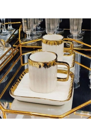 Çeyizci Çarşı Goldies Çay Ve Nescafe Fincanı Takımı 240 Cc Purebone-267 Gold