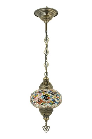 Mozaik Gece Lambası Tekli Otantik Sarkıt Avize Renkli