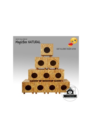 Kedi Kulübesi Magicbox V Vernik Korumalı Ahşap Kedi Evi 36 x 32 x 37 CM