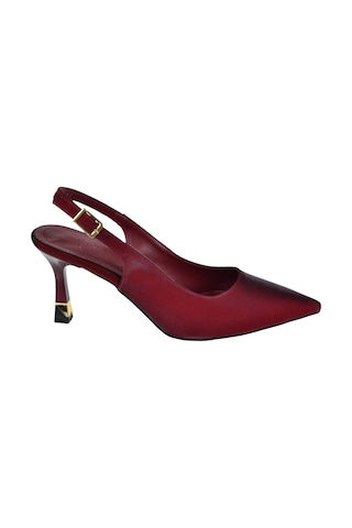 Izlife İzlife Simli Saten 8 Cm Topuklu Kadın Ayakkabı İz-50 Bordo Saten