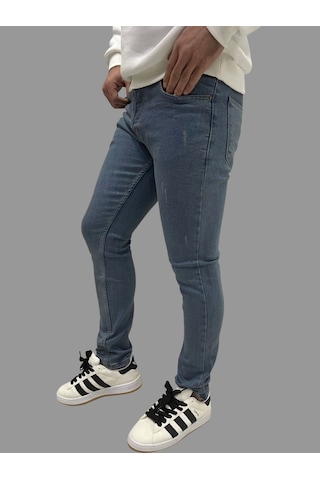 Erkek Dar Paça Tırtıklı Newone Skyblue Kot Pantolon Gök Mavisi