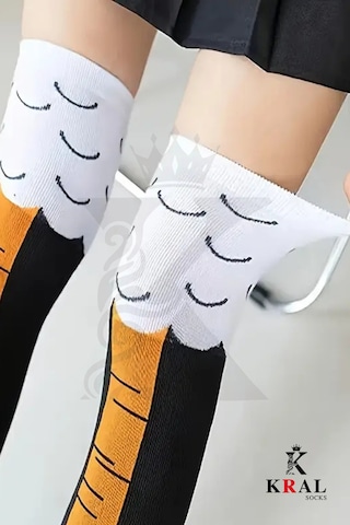 Kadın Dizüstü Çorap 1 Çift Diz Üstü Tavuk Bacağı Çorap Asorti̇