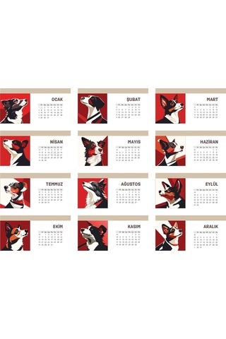 Köpek Temalı Poster Masaüstü Takvimi-2219