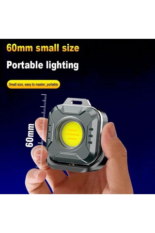 Cob Cep Lambası Anahtarlık El Feneri Usb Şarj Edilebilir 6 Mod Süper Parlak Mini Taşınabilir Mıknatıslı Çalışma Işığı Açık Hava Kampı Beyaz Işık-3 Mod