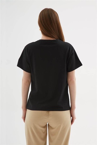 Fashion Friends Baskılı Taşlı Kadın Bluz 25y0062k1 Siyah