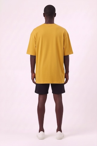 Usa La Baskılı Turuncu Oversize Erkek T-shirt 142832 SİYAH
