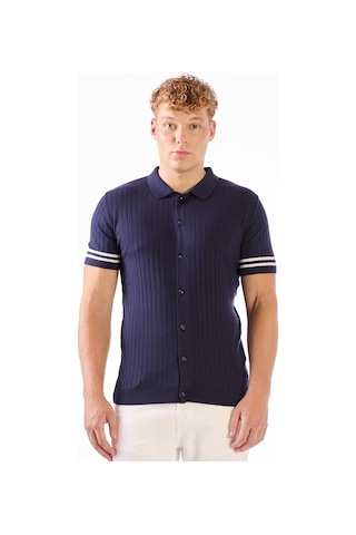 Dufy Fitilli Polo Triko Tshirt Lacivert
