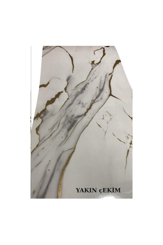 GLOX 120cm X 3 Metre Tek Parça Yapışkanlı Rulo Mermer Desenli Duvar Paneli Kağıdı Silinebilir