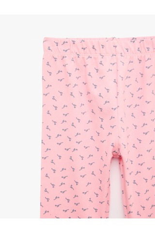 Koton Pamuklu Beli Lastikli Desenli Tayt Pembe Desenli 7wmg40043ak
