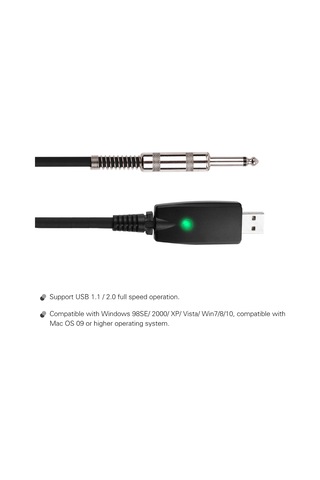 Maiyame Gitar Usb-audio Kablosu 2.8m - Usb'den 6.35mm'ye Dönüştürücü, 16bit 48khz, Windows Ve Macos Uyumlu, Plug & Play