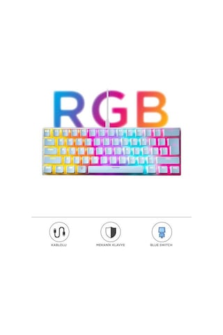 Tk-04 Mekanik Klavye Rgb Işıklı Kablolu Q Klavye 12 Işık Modu Blue Switch Oyuncu Klavyesi