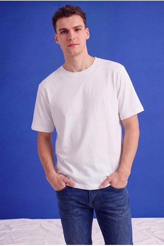 Freemen Erkek Oversize Tişört Nefes Alan Yumuşak Dokulu Terletmeyen Rahat Kalıp Basic-399 Beyaz