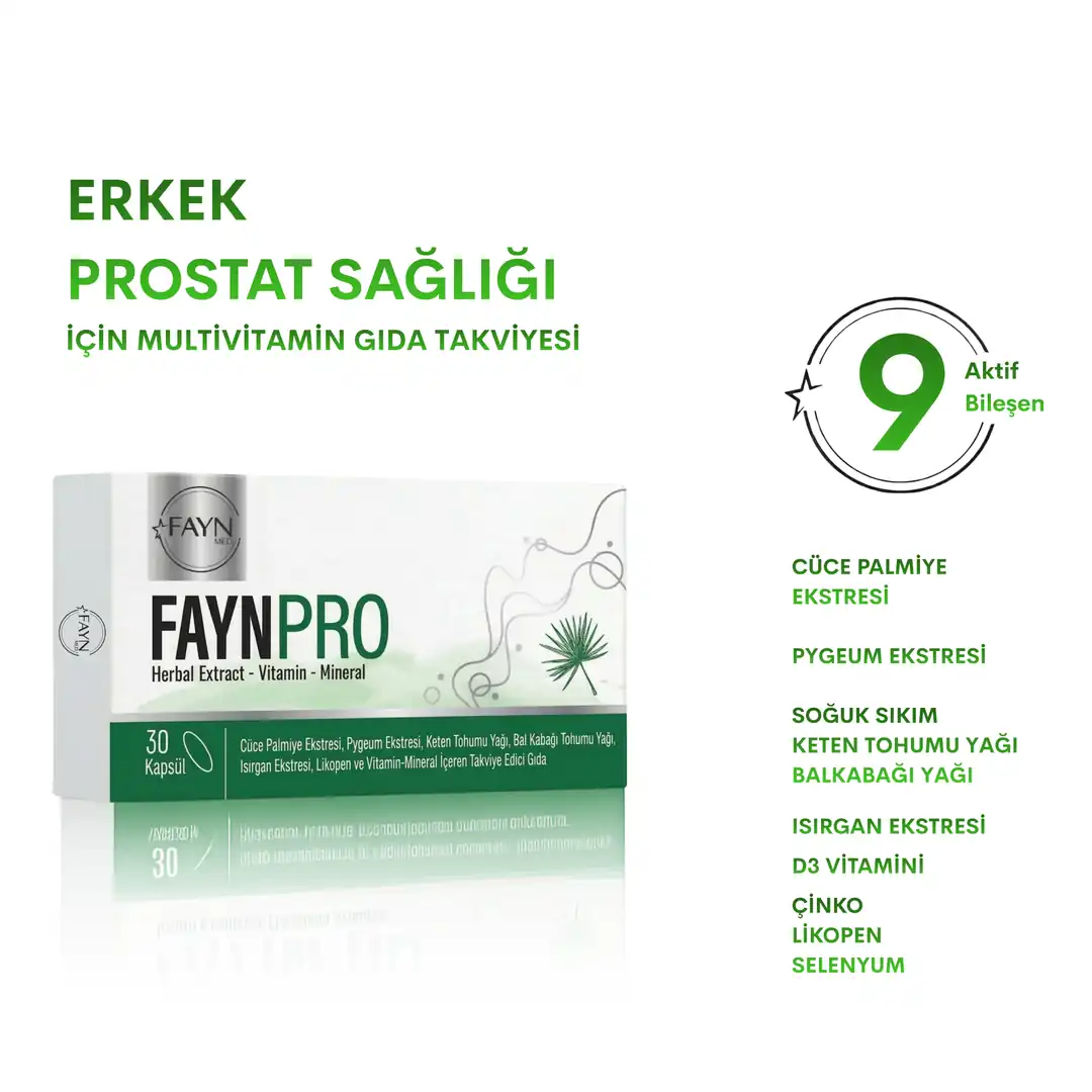 Faynpro Erkeklere Özel Saw Palmetto Cüce Palmiye , Pygeum, Kabak Çekirdeği Yağı Ve Çinko İçeren Takviye Edici Gıda 30 Yumuşak Kapsül