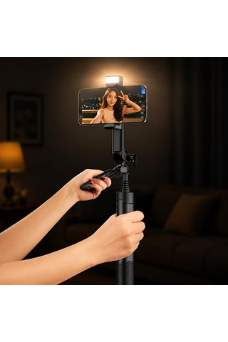 150 Cm Selfie Çubuğu Tripod, Led Işıklı, Bluetooth Uzaktan Kumandalı, 360 Dönebilen Telefon Tutucu, Katlanabilir Hafif Vlog, Canlı Yayın, Seyahat Ve Selfie Çekim Standı Neepho Np-l2s