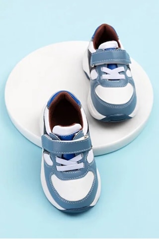 Altın Moda Shoes Spor Çocuk Erkek Ortopedik Günlük Sneaker Ayakkabı Beyaz - Mavi