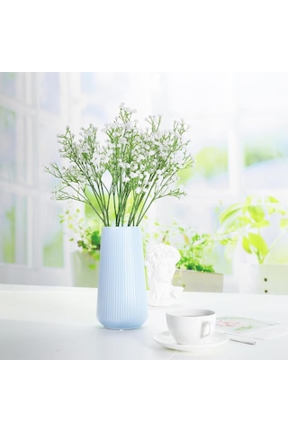 3lü Set Uzun Dal Yapay Çiçek Plastik Beyaz Cipso 4dallı 63cm