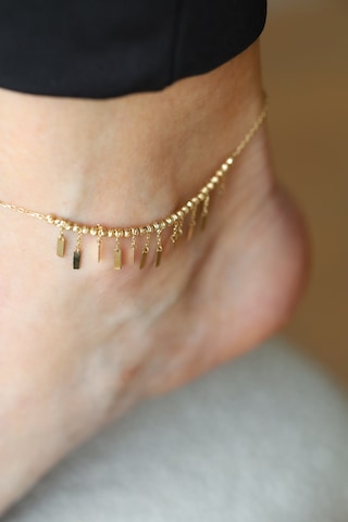 Yenigün Kuyumculuk 14 Ayar Altın Dorika Dizili Dikdörtgen Sallantılı Halhal Hll30031