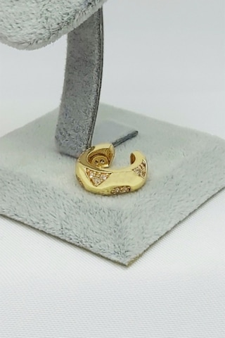 Caisyabutik Altın Kaplama Özel Seri Çelik Kıkırdak Küpesi 1,5 CM Altın