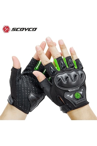 Kosona Yeşil Xl Bilek Korumalı Yarı Parmaklı Motosiklet Sürücü Eldiveni Mc29