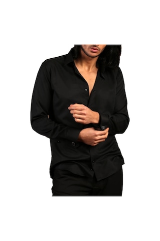 Dicotto Siyah Dar Kesim Micro Kumaş Kol Düğmeli Slim Fit Erkek Gömlek - 201-6 001