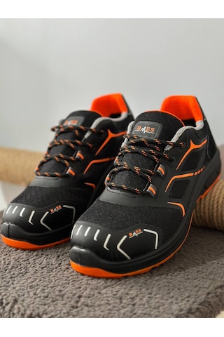 Bmes İş Güvenliği Ayakkabısı Çelik Burun Turuncu Taban S400 Siyah - Turuncu
