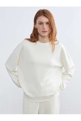 Lcw Vision Sarı Bisiklet Yaka Oversize Kadın Sweatshirt