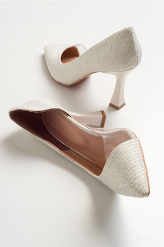 Luvishoes 653 Sedef Sımlı Topuklu Kadın Ayakkabı Sedef