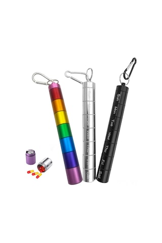 Ximistore9 Alüminyum Renkli Islaklığa Dayanıklı Bölünebilir Haftalık İlaç Kutusu, Gümüş,刻字li Taşınabilir Metal Depolama Kutusu Gümüş