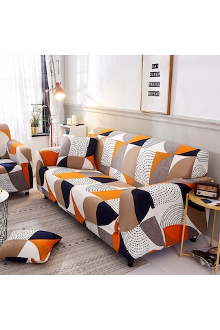 Yifomall Geometrik Desenli Çift Kişilik Kumaş Koltuk Örtüsü - Tam Kaplama, Kayma Engeli, Tabanlı, 145-185 Cm, Ev Dekoru, Dayanıklı DiğER