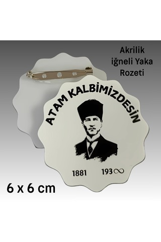 10 Kasım Atatürk'ü Anma Günü İğneli Akrilik Yaka Rozeti 8'li Çok Renkli