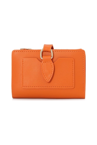 Yumuşak Suni Deri Fermuar Bölmeli Trend Kadın Cüzdan - Prs-elif-turuncu Turuncu