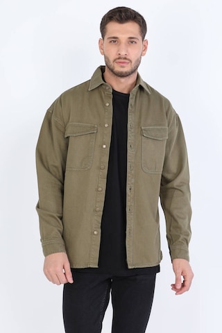 Erkek Oversize Jean Gömlek Haki 001