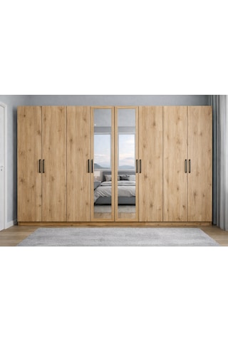 Monara Tamamı Mdf 8 Kapaklı Dolap Gardırop Çam