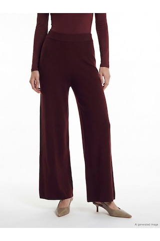 Lcw Modest Bordo Beli Lastikli Kadın Triko Pantolon