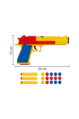 Renkli Ve Hızlı Desert Eagle 12 Renkli Top Ve 3 Sünger Mermili Oyuncak Tabanca Oyun Seti Çok Renkli