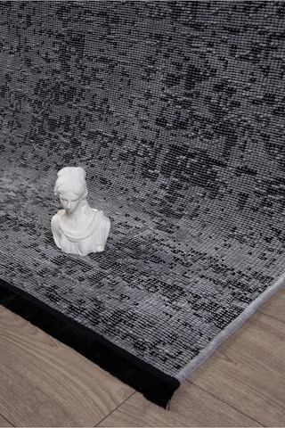 Badelya Home Gri Şönil Makinada Yıkanabilir Kaymaz Taban Saçaklı Pamuklu Halı Kilim Oturma Odası Salon Mutfak